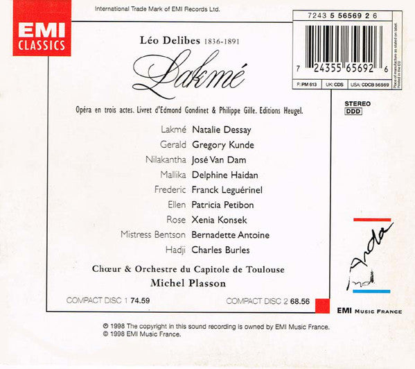 Léo Delibes / Natalie Dessay, Gregory Kunde, José van Dam, Chœur Du Capitole De Toulouse & Orchestre National Du Capitole De Toulouse, Michel Plasson : Lakmé (2xCD)