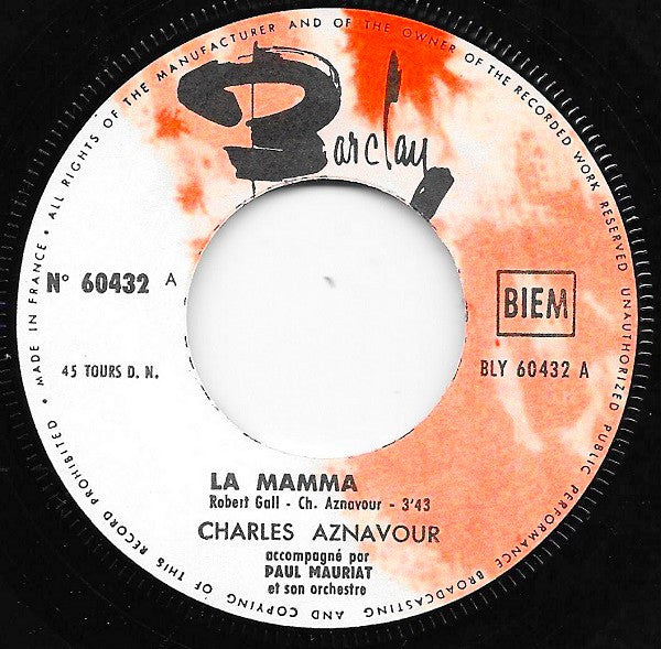 Charles Aznavour : La Mamma (7", Single)