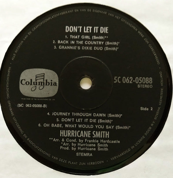 Hurricane Smith : Don't Let It Die (LP, Album)