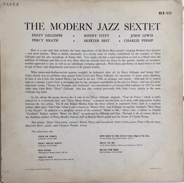 The Modern Jazz Sextet : The Modern Jazz Sextet (LP, Album, Mono, Yel)