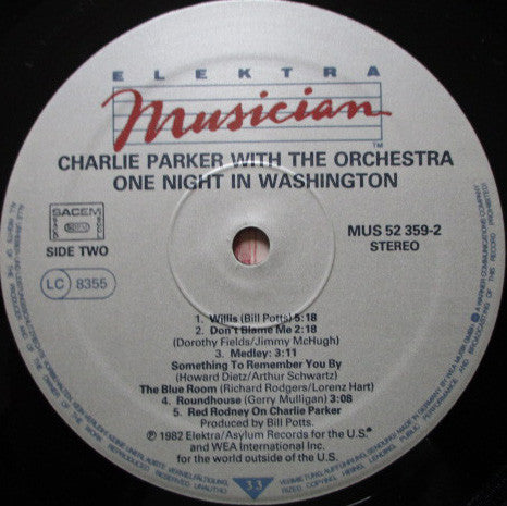 Charlie Parker With The Orchestra (4) : One Night In Washington (LP, Album)