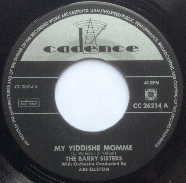 The Barry Sisters : My Yiddishe Momme (7", Single, Bla)