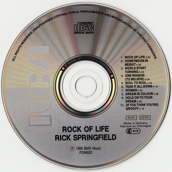 Rick Springfield : Rock Of Life (CD, Album)