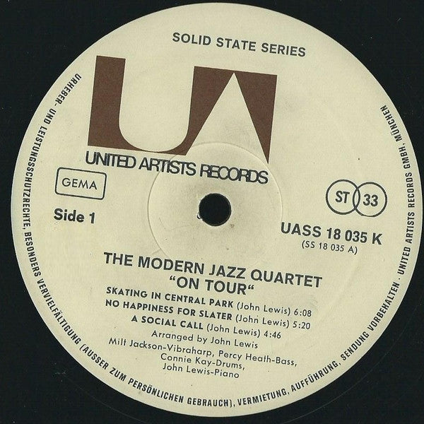 The Modern Jazz Quartet : On Tour (LP, Album, RE)