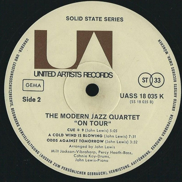 The Modern Jazz Quartet : On Tour (LP, Album, RE)