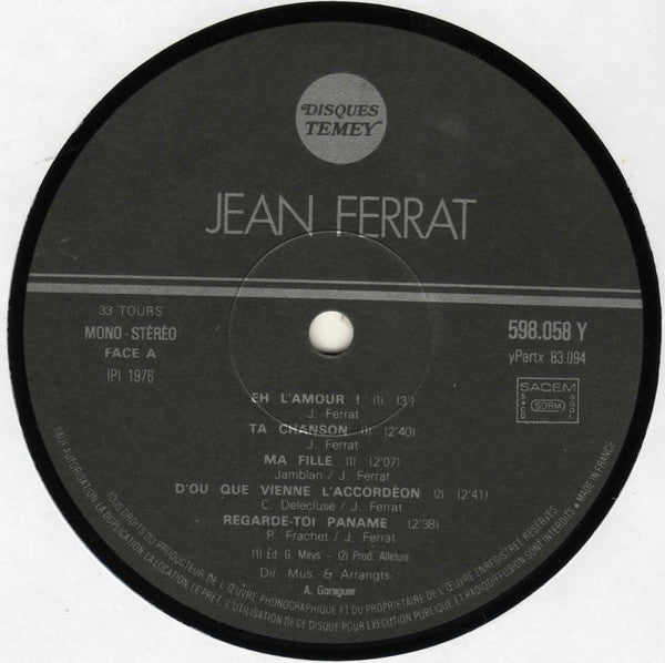 Jean Ferrat : Eh L'amour! (LP, Album, Gat)