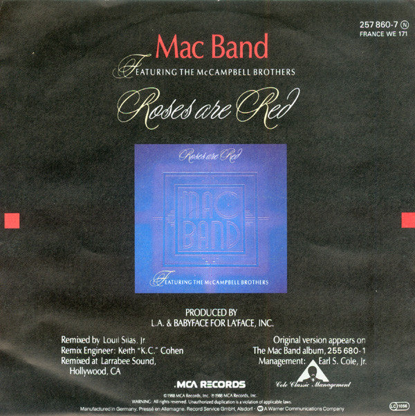 Mac Band Featuring The McCampbell Brothers : Roses Are Red (7", Single)