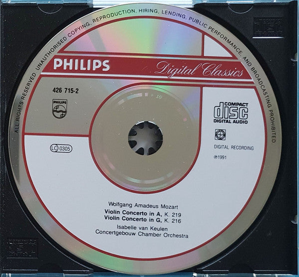 Wolfgang Amadeus Mozart - Isabelle van Keulen, Concertgebouw Chamber Orchestra : Violin Concertos = Violinkonzerte No. 3 KV 216 & No. 5 KV 219 (CD, Album)