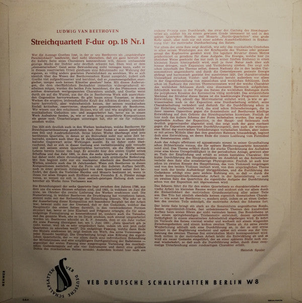 Ludwig Van Beethoven, Gewandhaus-Quartett Leipzig : Streichquartett F-dur Op. 18 Nr. 1 (LP, Mono)