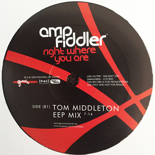 Amp Fiddler : Right Where You Are (12", Promo)