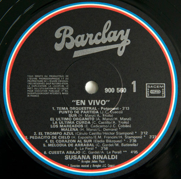 Susana Rinaldi : En Vivo (LP, Album)