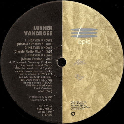 Luther Vandross : Heaven Knows (12")