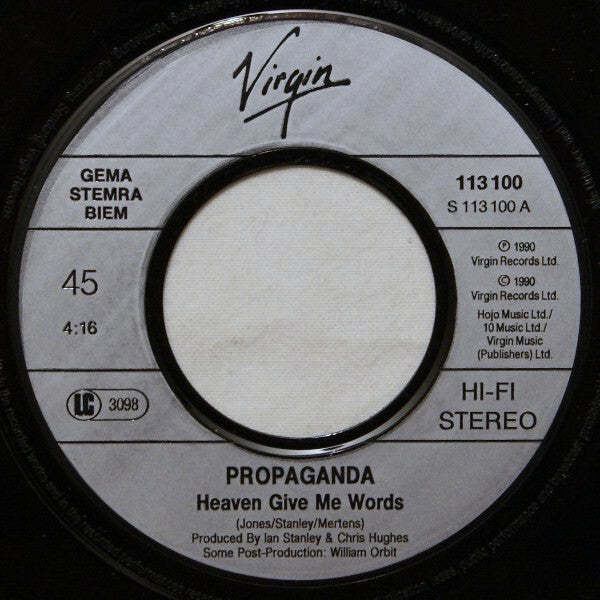 Propaganda : Heaven Give Me Words (7", Single)
