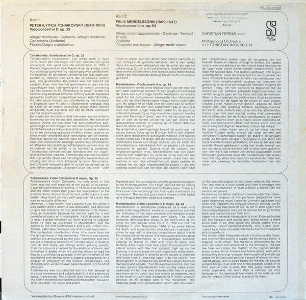 Christian Ferras - Pyotr Ilyich Tchaikovsky / Felix Mendelssohn-Bartholdy, Constantin Silvestri, Philharmonia Orchestra : Vioolconcerten (LP)