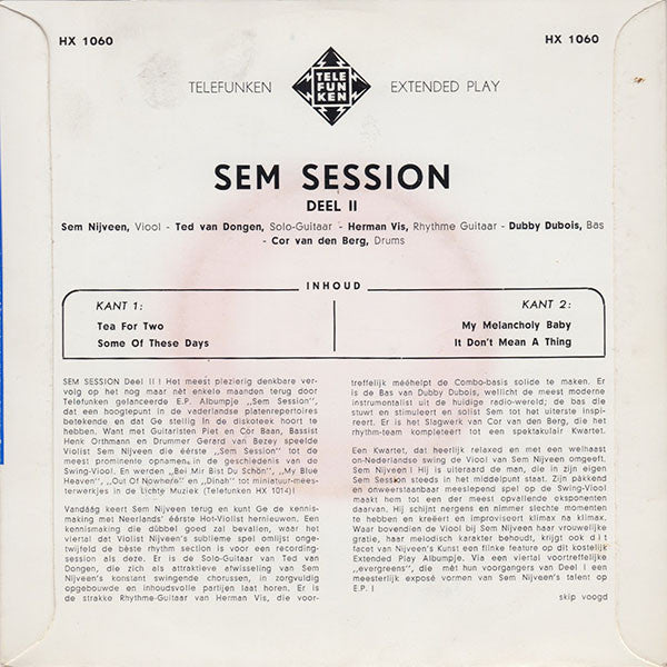 The Sem Nijveen Quintet : Sem Session Deel II (7", EP)