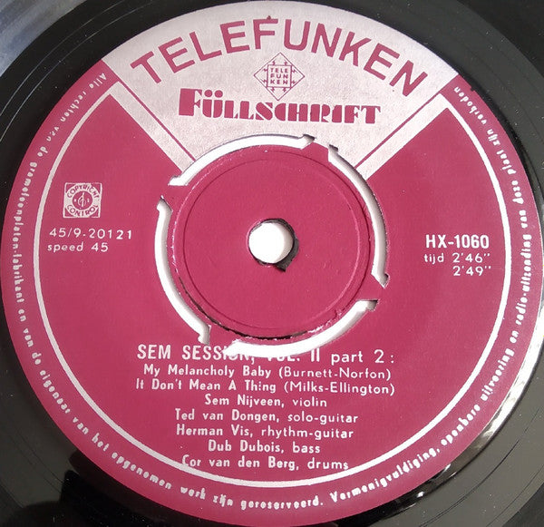 The Sem Nijveen Quintet : Sem Session Deel II (7", EP)