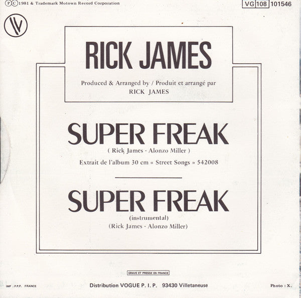 Rick James : Super Freak (Part.1&2) (7", Single)