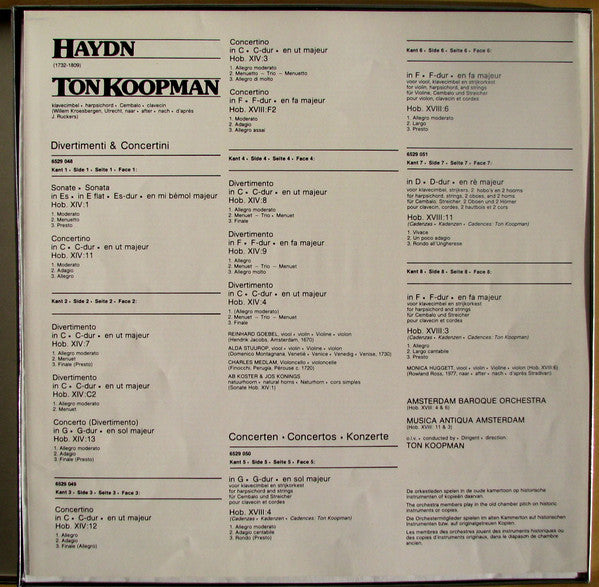 Joseph Haydn, Ton Koopman : Concerti, Concertini & Divertimenti - Complete - Intégrale (4xLP, Album)