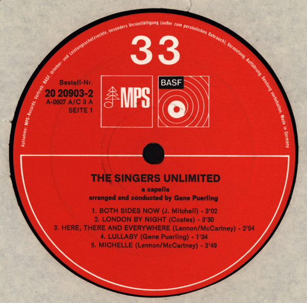 The Singers Unlimited : A Capella (LP, Album, Gat)