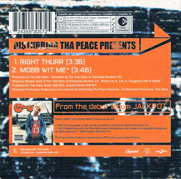 Chingy : Right Thurr (CD, Single, Copy Prot., Car)