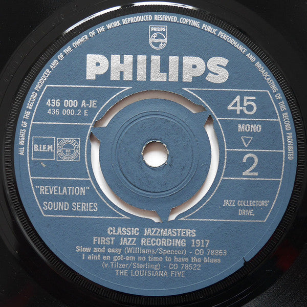 Original Dixieland Jazz Band, Louisiana Five : First Jazz Recording 1917 (7", EP, Comp)
