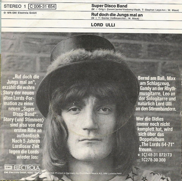 Lord Ulli : Super Disco Band / Ruf Doch Die Jungs Mal An (7", Single)