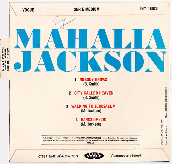 Mahalia Jackson : Nobody Knows (7", EP)