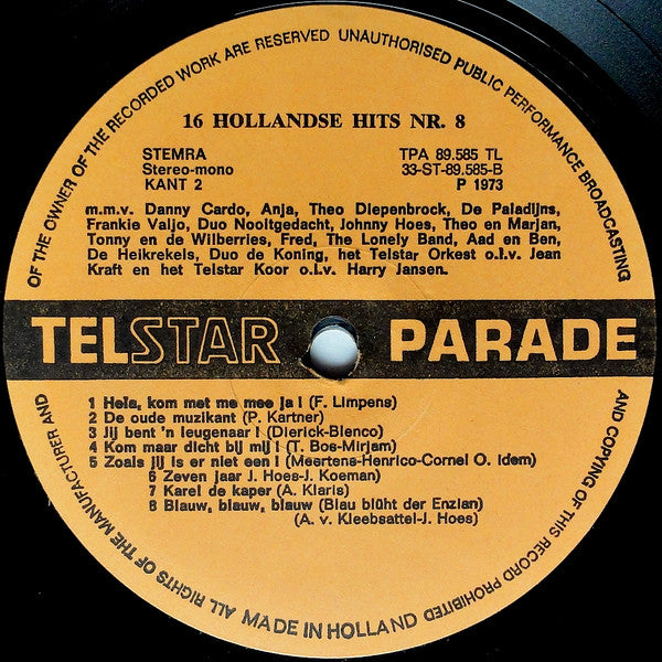 Various : 16 Hollandse Hits *8* (LP, Comp)