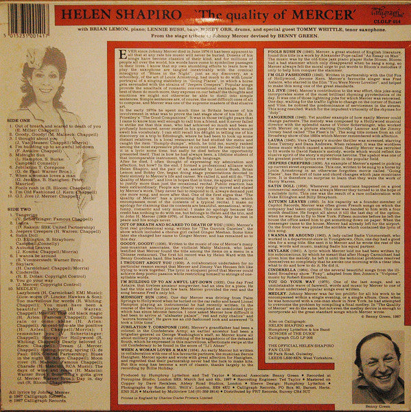 Helen Shapiro : 'The Quality Of Mercer' (LP, Album)