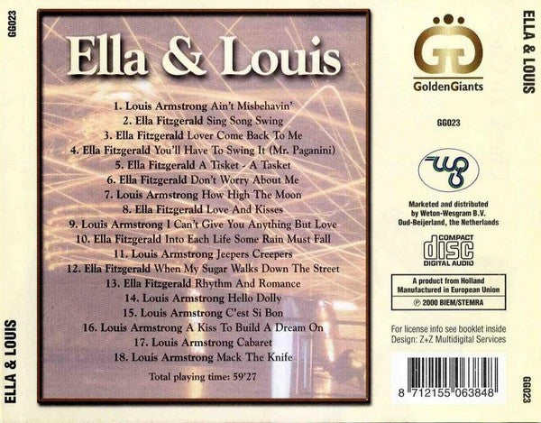 Ella Fitzgerald & Louis Armstrong : Ella & Louis (CD, Comp)