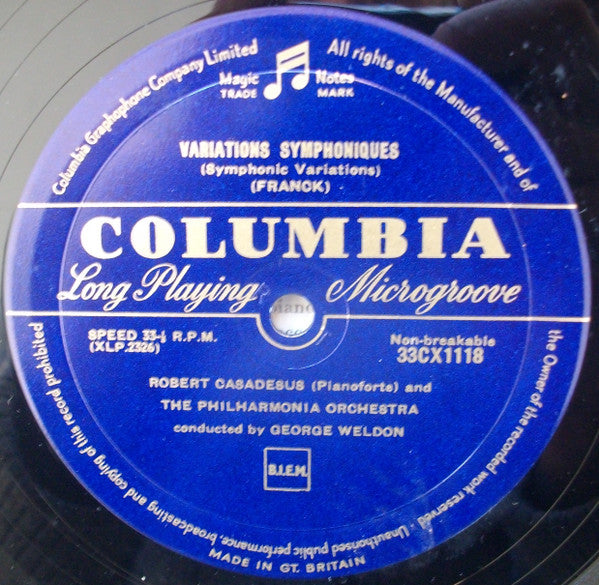 Vincent d'Indy / César Franck – Charles Munch, Philharmonic-Symphony Orchestra Of New York, George Weldon, Philharmonia Orchestra, Robert Casadesus : Symphony On A French Mountain Song / Symphonic Variations (LP, Mono)