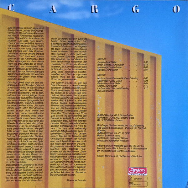 Juraj Galan, Norbert Dömling, Billy Cobham : Cargo (LP, Album)