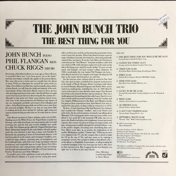 The John Bunch Trio : The Best Thing For You (LP, Album)