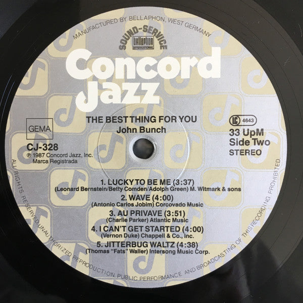 The John Bunch Trio : The Best Thing For You (LP, Album)