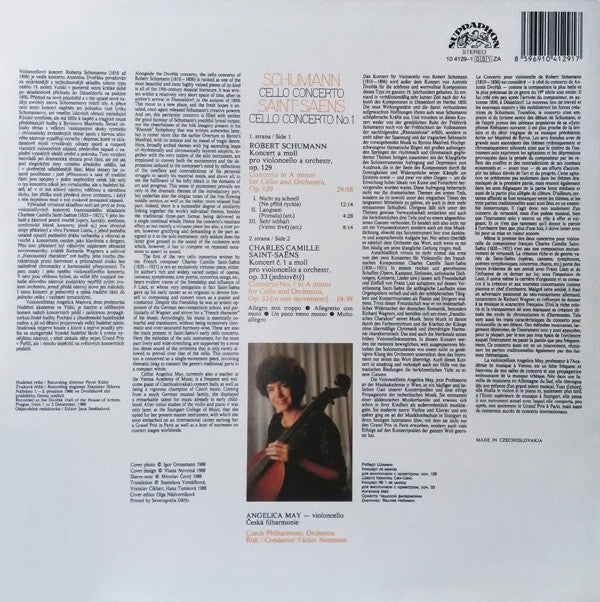Robert Schumann / Camille Saint-Saëns, Angelica May, The Czech Philharmonic Orchestra, Václav Neumann : Cello Concerto / Cello Concerto No.1 (LP, RP)