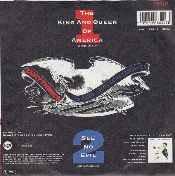 Eurythmics : The King And Queen Of America (7", Single)