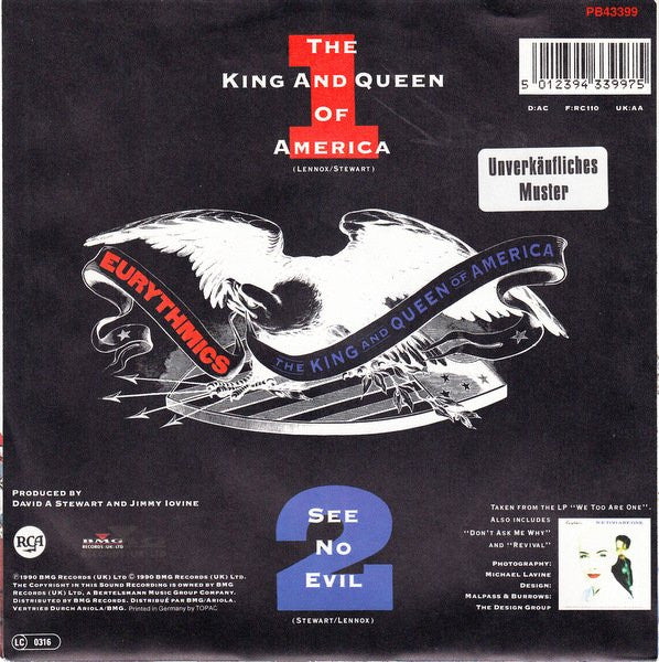 Eurythmics : The King And Queen Of America (7", Single)