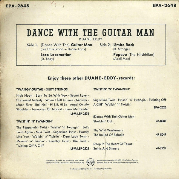 Duane Eddy : Dance With The Guitar Man (7", EP)