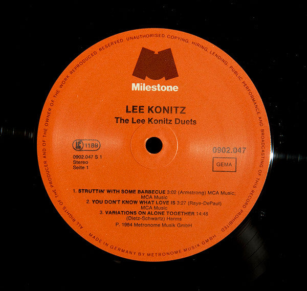 Lee Konitz : Duets (LP, Album, RE)
