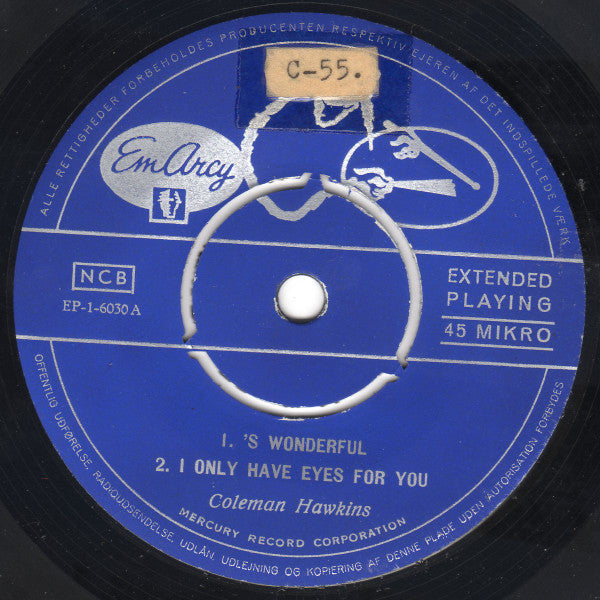 Coleman Hawkins : The Hawk (7", EP)