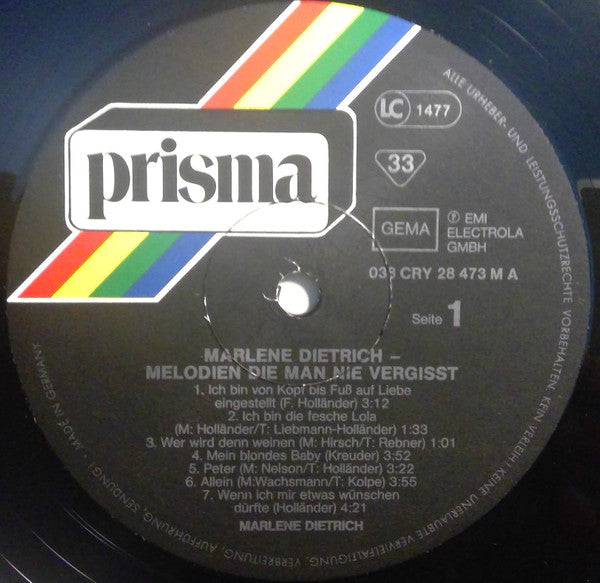 Marlene Dietrich : Melodien Die Man Nie Vergisst (LP, Comp)