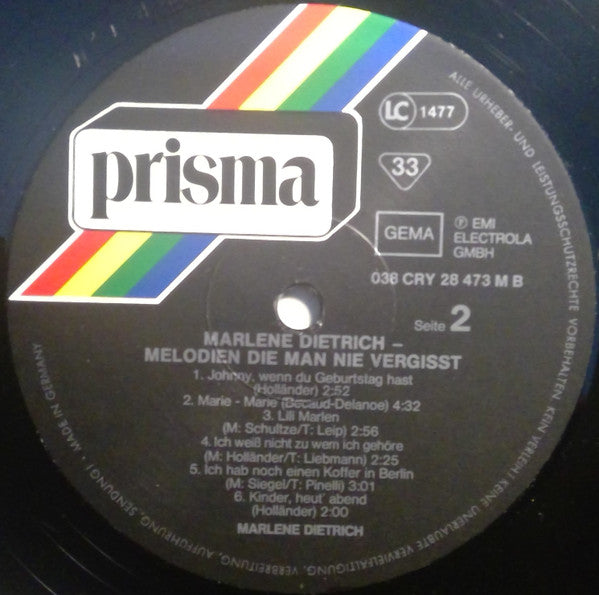 Marlene Dietrich : Melodien Die Man Nie Vergisst (LP, Comp)