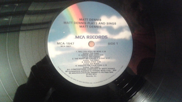 Matt Dennis : Plays And Sings Matt Dennis (LP, Album, RE)