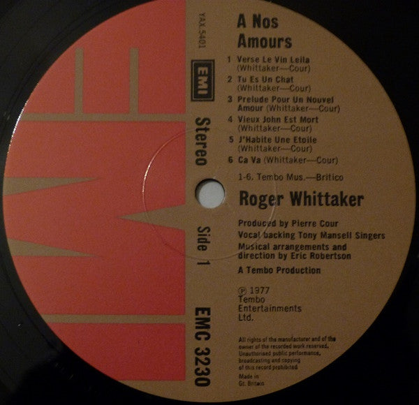Roger Whittaker : A Nos Amours (En Français) (LP, Album)