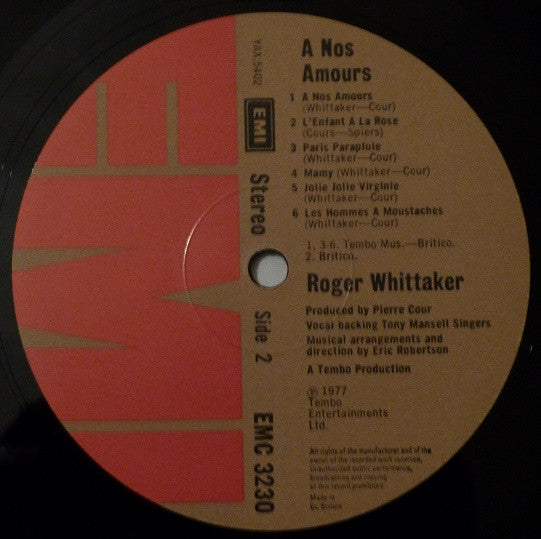 Roger Whittaker : A Nos Amours (En Français) (LP, Album)