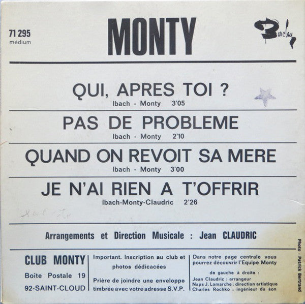 Monty (6) : Qui Après Toi (7", EP)