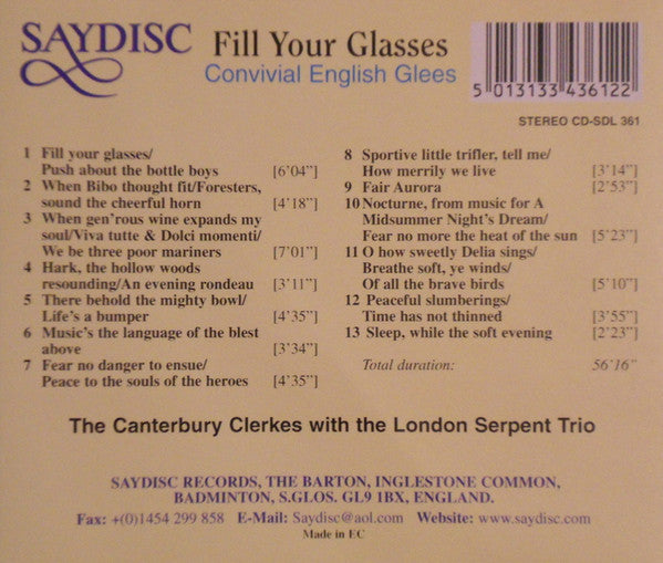 Canterbury Clerkes with London Serpent Trio : Fill Your Glasses * Convival English Glees (CD, Album)