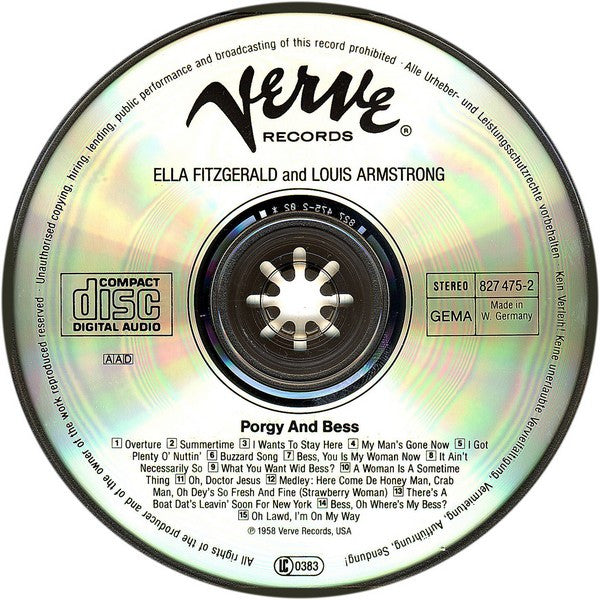 Ella Fitzgerald & Louis Armstrong : Porgy & Bess (CD, Album, RE, RM)