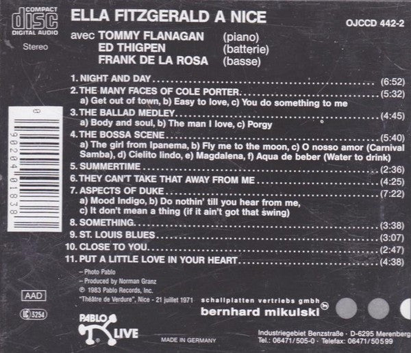 Ella Fitzgerald : Ella A Nice (CD, Album, RE)