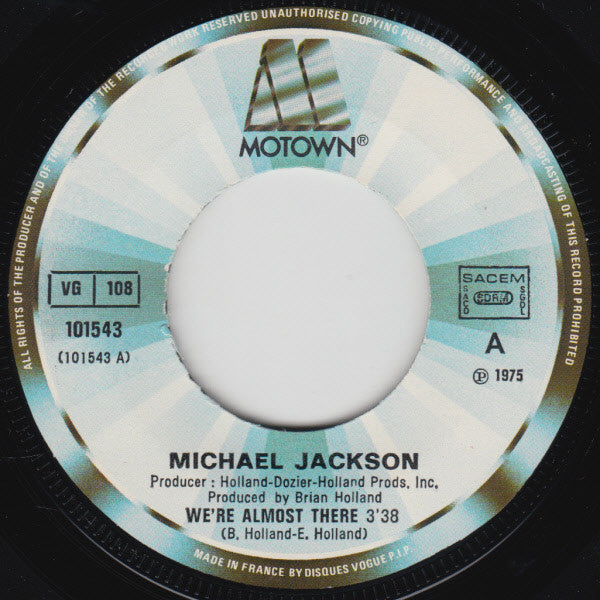 Michael Jackson : We're Almost There / Take Me Back (7", RE)